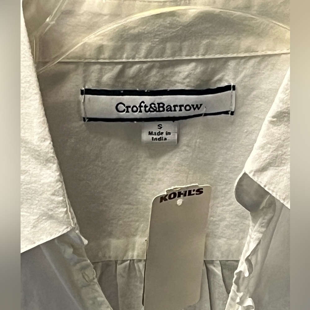 Croft & Barrow White short Sleeve Button Down Shirt womans size small s nwt - Picture 4 of 4